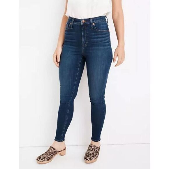Madewell Curvy High Rise Skinny Jeans Dark Wash Blue Size 25 P Stretch Denim - Picture 1 of 10